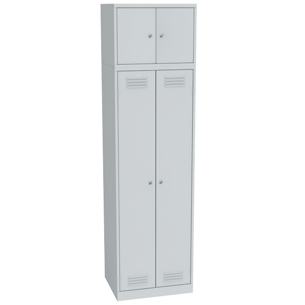 Шкаф для одежды двухстворчатый с антресолью светло-серый (RAL 7035)