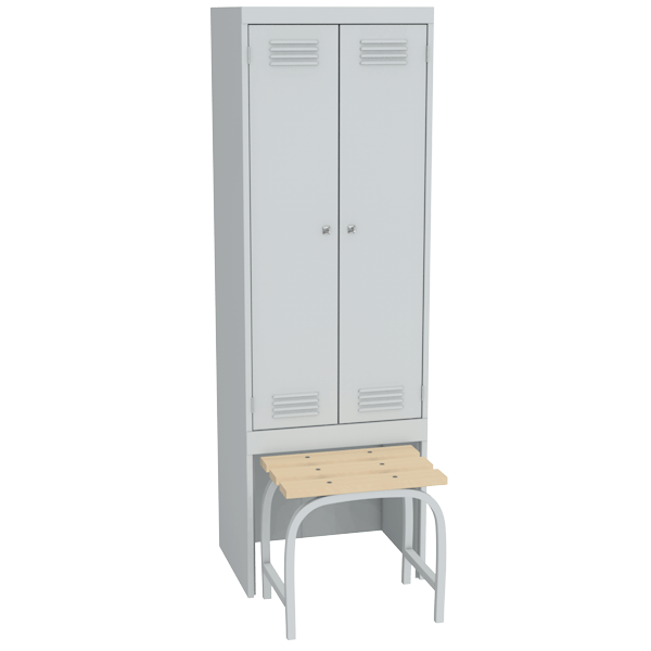 Шкаф для одежды двухстворчатый с выдвижной скамьей 