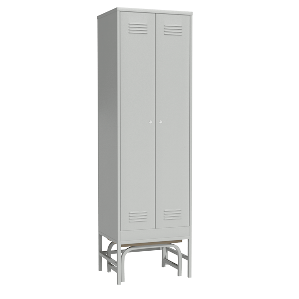 Шкаф металлический для одежды на подставке со скамьей светло-серый (RAL 7035)