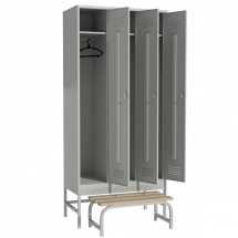 Железный шкаф для раздевалки с выдвижной скамьей