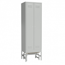 Шкаф металлический для одежды на подставке со скамьей